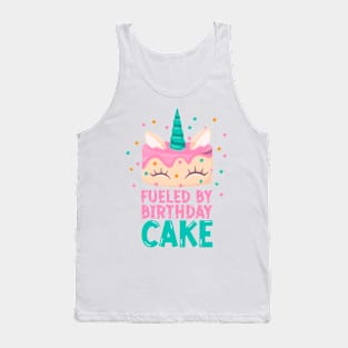 Funny Unicorn Cake For Girls Cute Fueled By Birthday Cake Tank Top